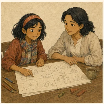 Minh họa 2. Một vị khách đến thăm từ góc nhìn của Ben